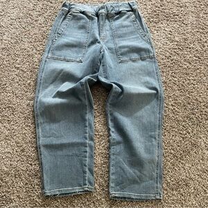 Womens Light Wash Madewell Denim Workwear Jeans Elastic Waist Petite Xs